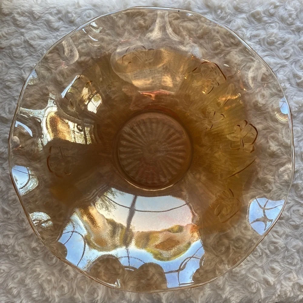 1950’s~MARIGOLD IRIS & HERRINGBONE PATTERN~JEANETTE GLASS CO. ~SERVING BOWL~G13